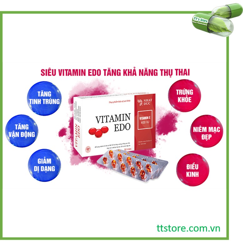Vitamin EDO (Hộp 30 viên) - Vitamin E đỏ, Enat 400IU