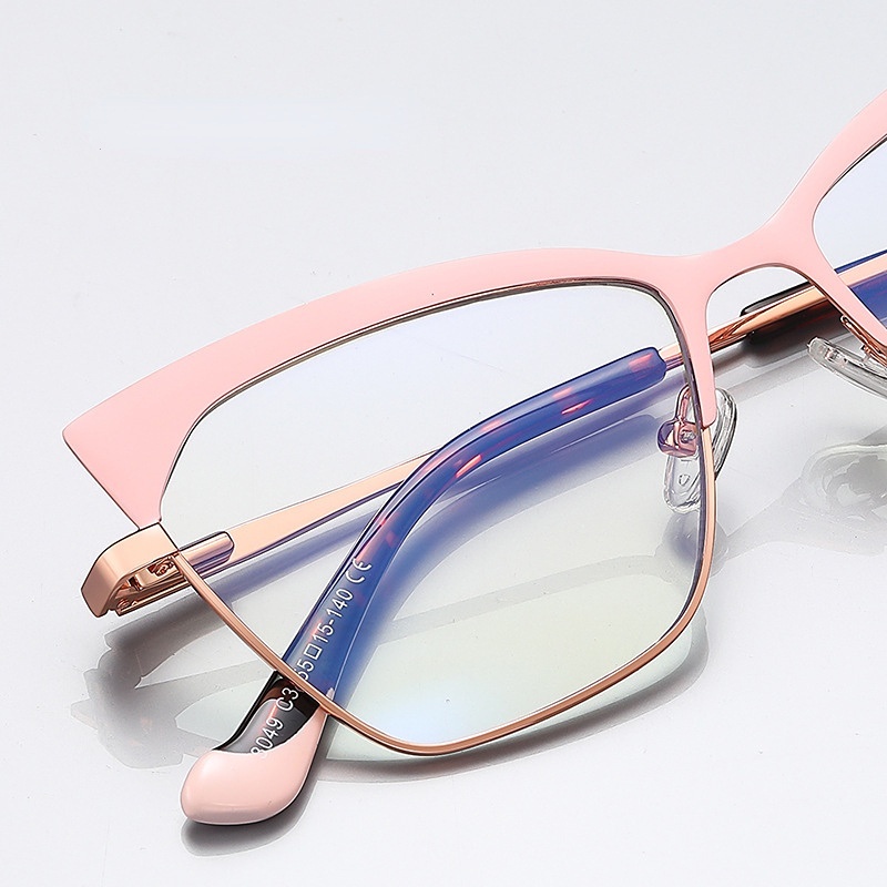 Mắt Kính TR90 Gọng Kim Loại Chống Ánh Sáng Xanh Thời Trang Cho Nữ