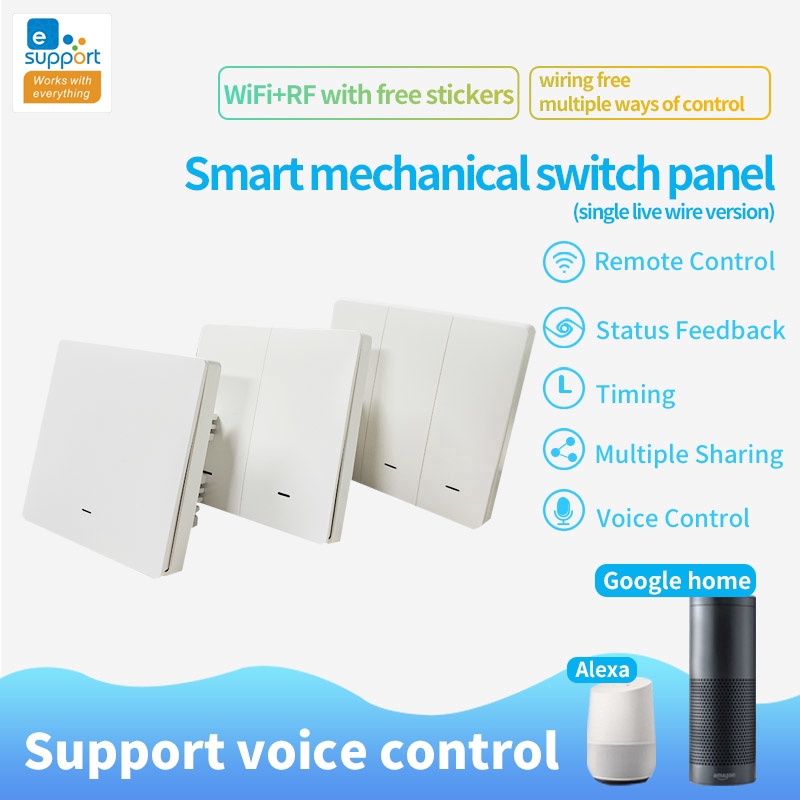 eWelink Wifi Smart Single Fire Wire Wall Light Switch 86 Model 180-240V RF433mhz No Neutral Line Switch Remote Control 【nuuo】