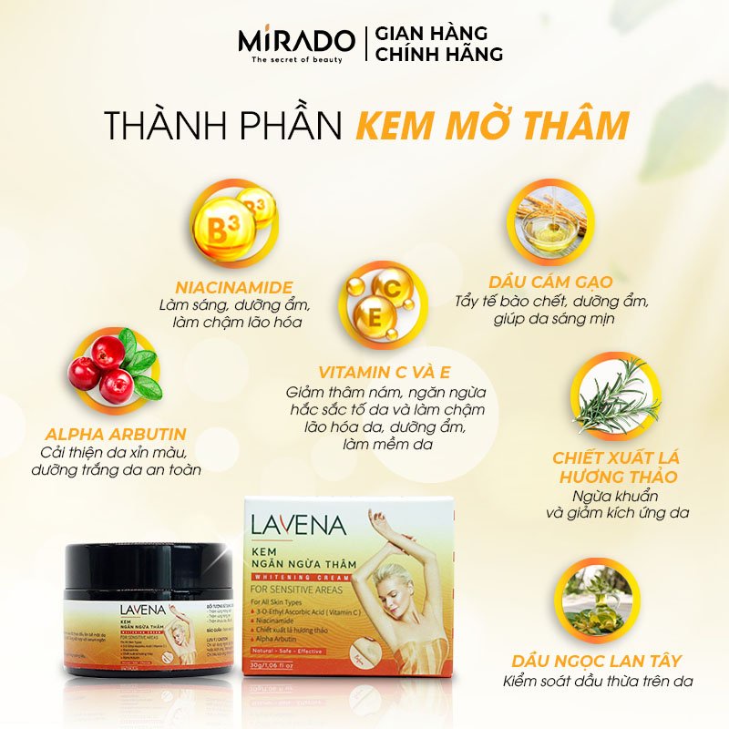Combo 4 Sản Phẩm Mờ Thâm, Sáng Da Khử Mùi Cơ thể Lavena