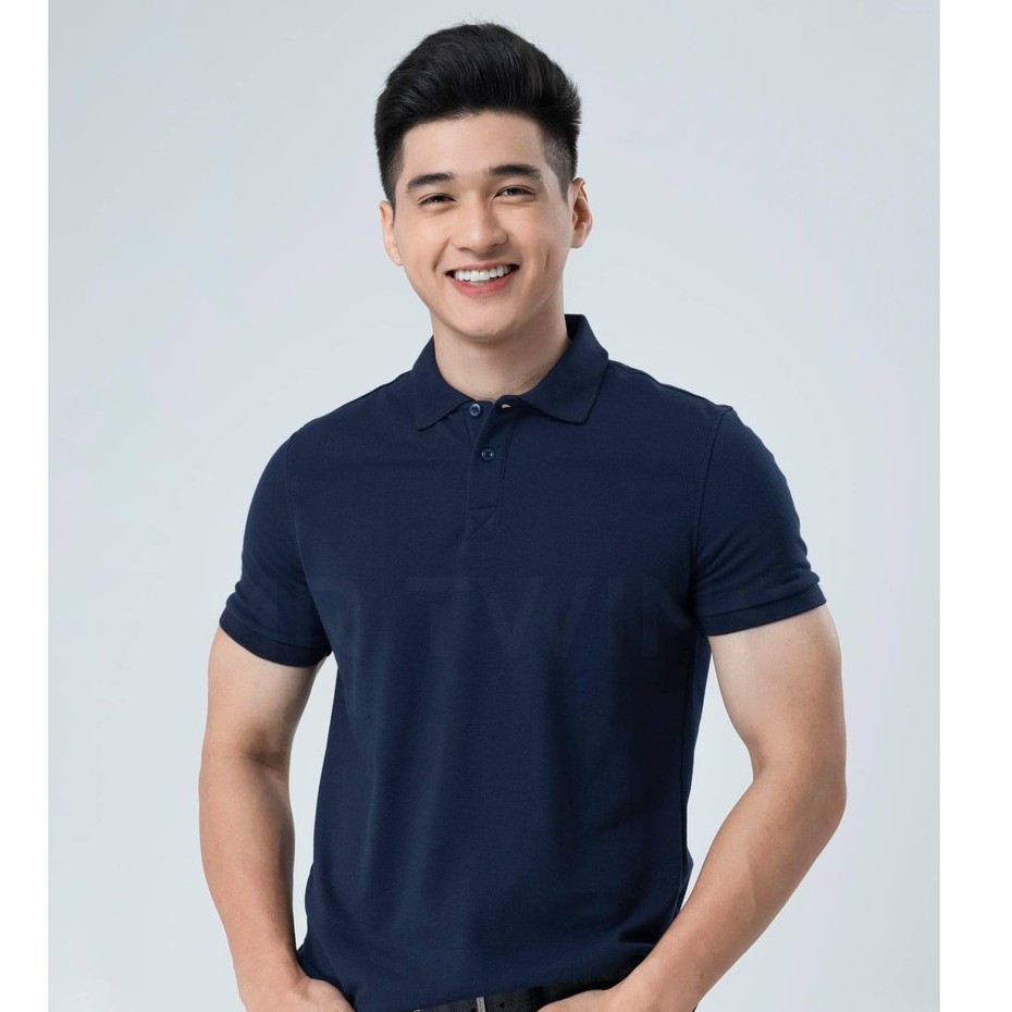 Áo Thun Polo Nam Cổ Bẻ Màu Xanh Đen Vải Cotton Cá Sấu Thương Hiệu MrTwins®