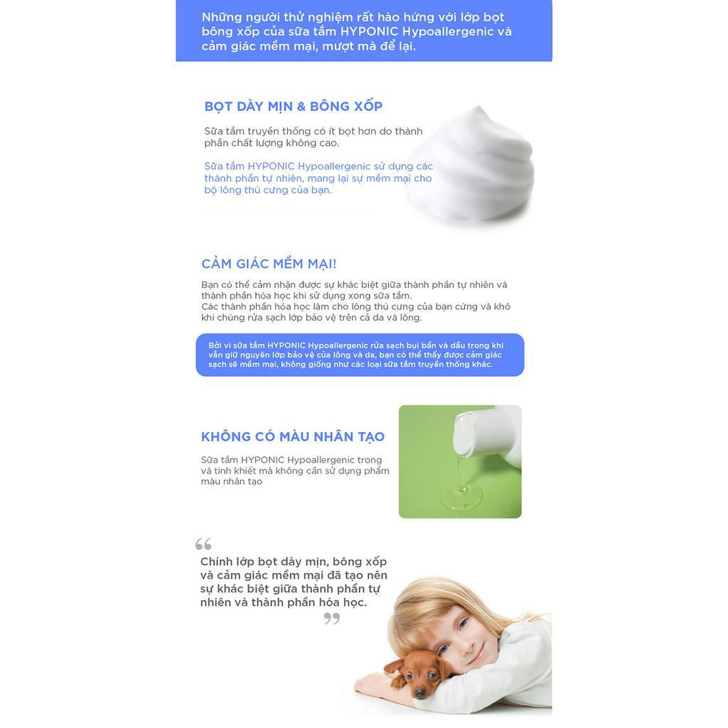 Sữa tắm cho chó cao cấp HYPONIC Hypoallergenic, dành cho chó con & chó lông ngắn