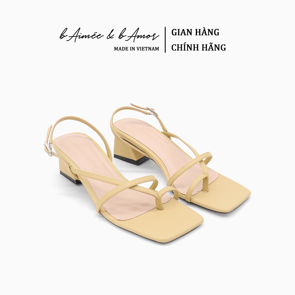 Sandal xỏ ngón nữ cao gót đế vuông 5p quai mảnh mũi vuông đẹp thời trang công sở bAimée & bAmor - MS1680
