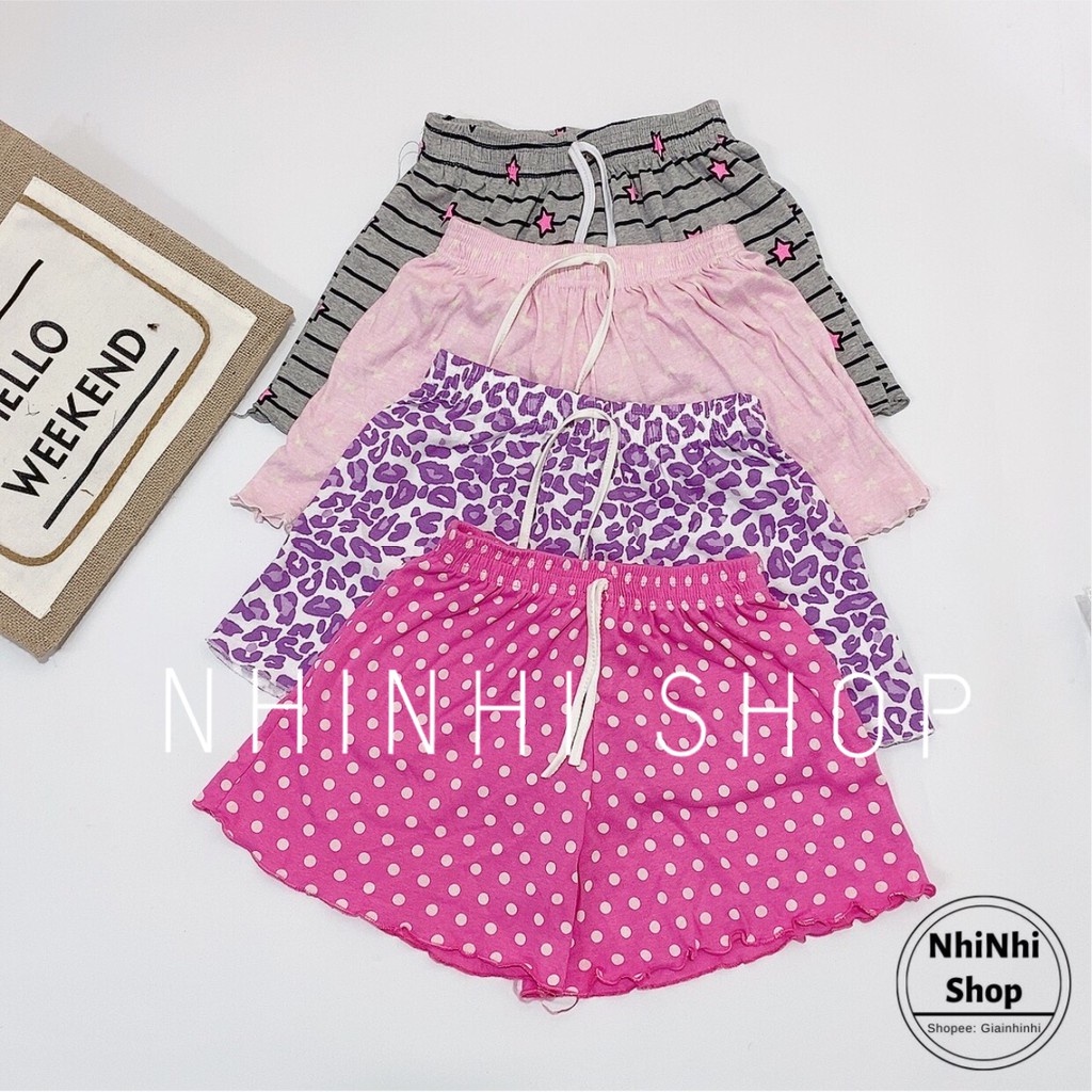 Quần Short thun xòe nhiều hoạ tiết cạp chun, Quần ngủ vải cotton mịn mát co giãn QS0755 - NhiNhi Shop