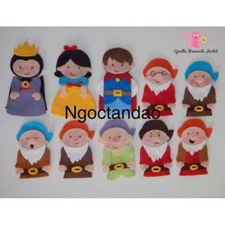 Bộ rối tay 10 nhân vật câu chuyện bạch tuyết và 7 chú lùn, học liệu mầm non