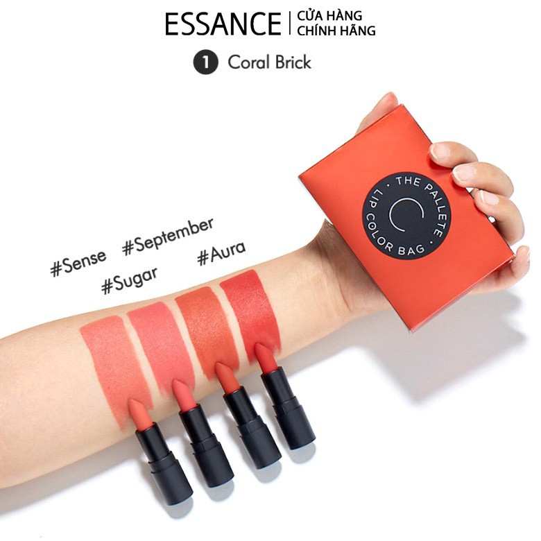 Combo Phấn nước mịn lì mờ khuyết điểm Essance Cushion 15g và Bộ 4 màu son lì dưỡng ẩm Semi Matte Lip Color Bag (4x1.3g) | BigBuy360 - bigbuy360.vn