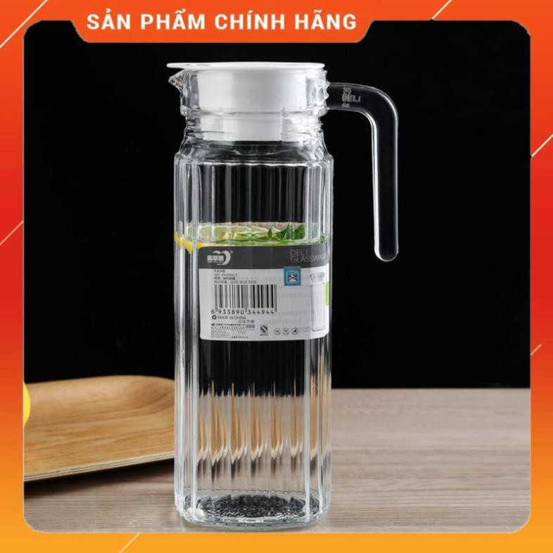 CHÍNH HÃNG - Bình đựng nước thủy tinh trắng 1000ml,bình thủy tinh đựng nước cao cấp