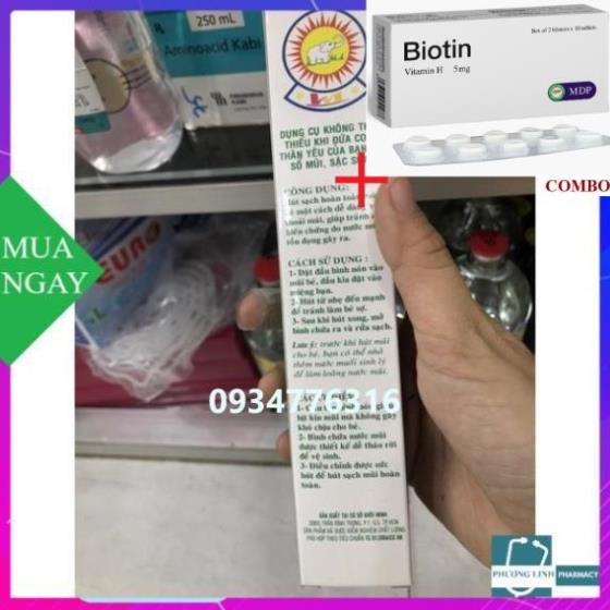 Combo Biotin 5mg+ ỐNG HÚT MŨI CHO BÉ HIỆU CON VOI TRẮNG
