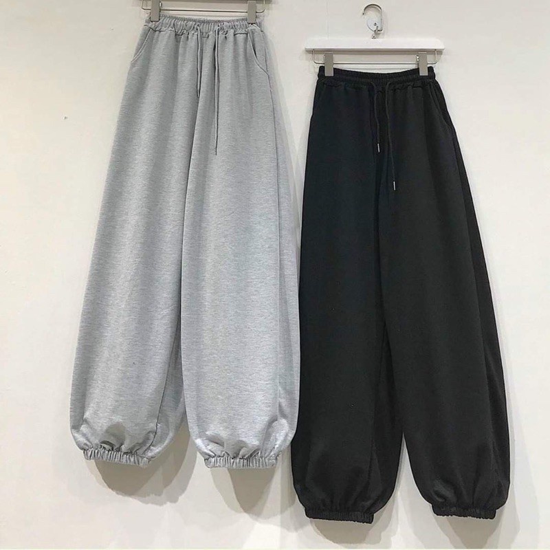 Quần ống rộng jogger nữ,nam unisex giá rẻ vải thun da cá dày dặn quần ống rộng nữ nỉ thun dáng jogger đẹp