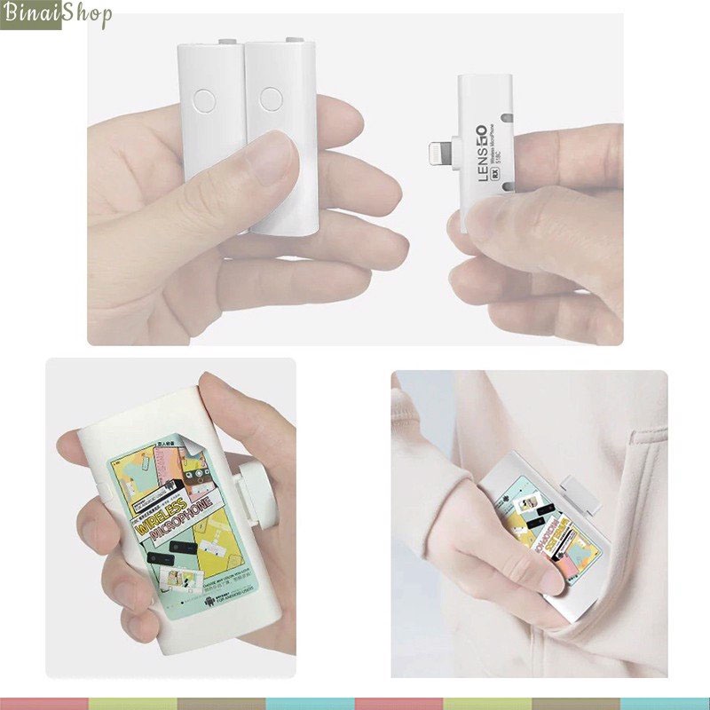 Lensgo LWM-518C - Micro Cài Áo Không Dây 2.4GHz, Thu Âm Cho Điện Thoại Làm Vlog, Tik Tok, Phát Trực Tiếp