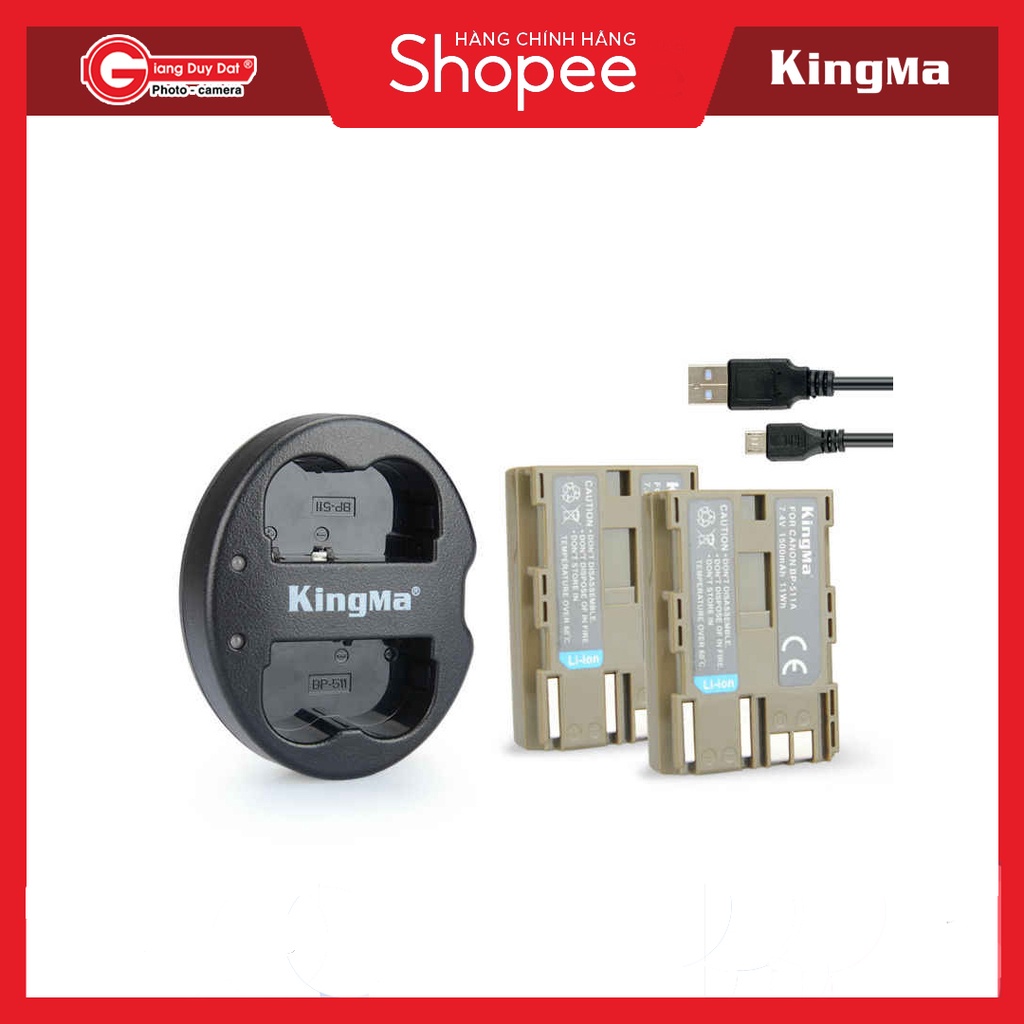 Bộ Pin + Sạc Đôi Kingma Cho Pin CANON BP-511