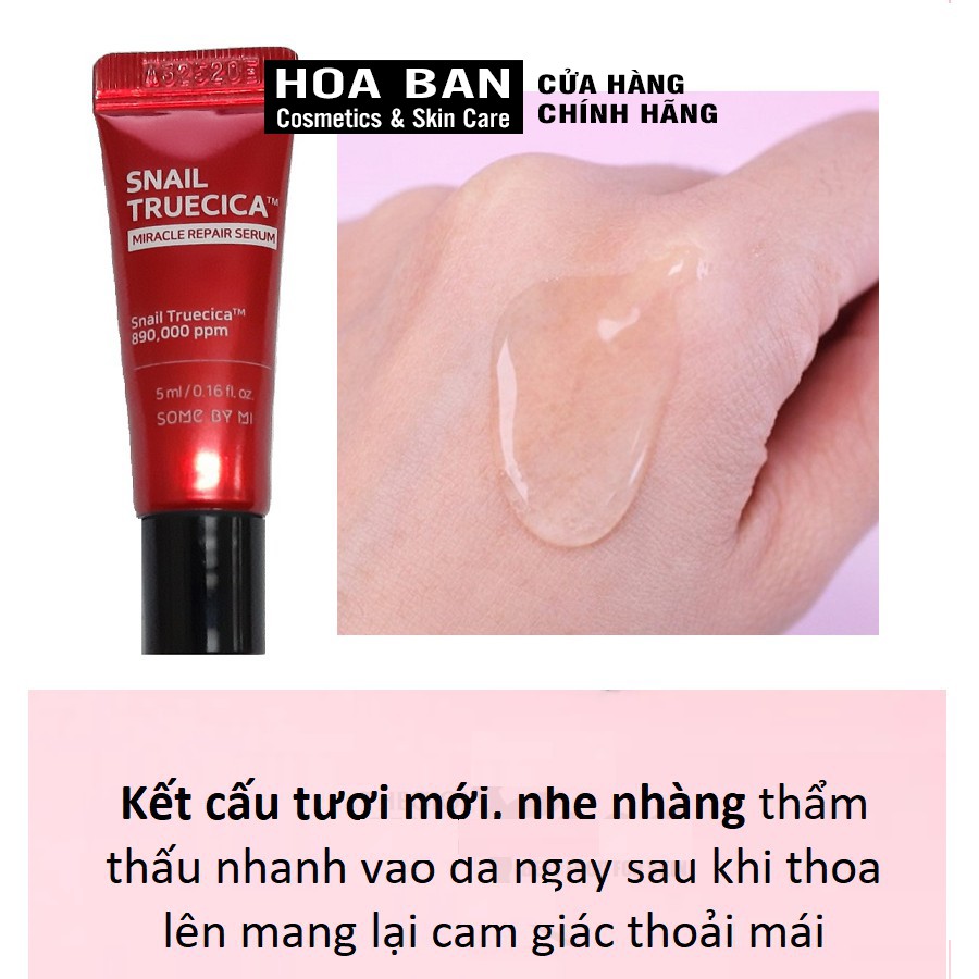 [MINI SIZE ] Tinh chất ốc sên đen giảm sẹo lõm - sẹo mụn Some By Mi Snail Truecica Miracle Serum 5ml