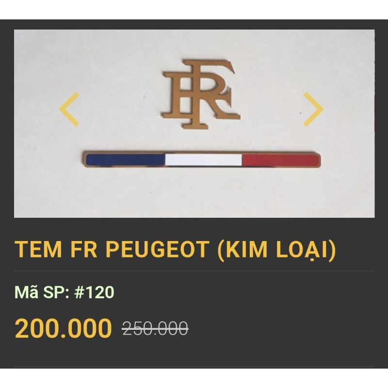 Tem trang trí FR cho xe Peugeot
