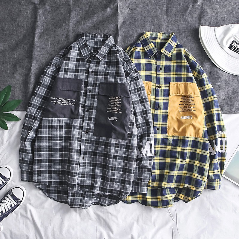 Áo sơ mi tay dài dáng rộng kẻ sọc phối túi lớn cá tính cho nam | BigBuy360 - bigbuy360.vn