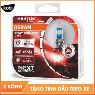 Bóng đèn osram night breaker laser HB4 9006 12V 51W siêu sáng cho pha cos ô tô, tăng sáng 150%, model 2019 (bộ 2 bóng)