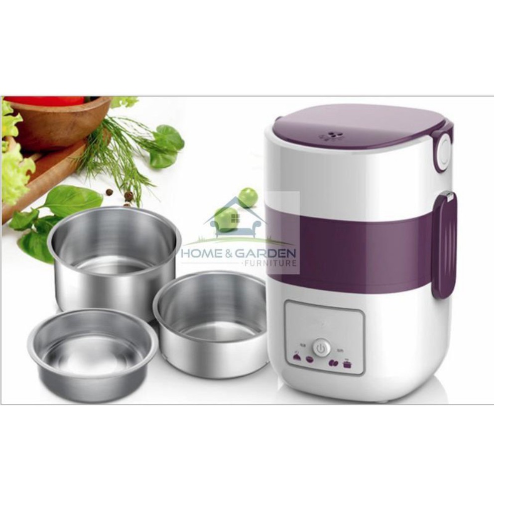 Hộp nấu và hâm nóng cơm lồng Inox 03 tầng Home and Garden A06 (Trắng)... HÀNG MỚI !!!!