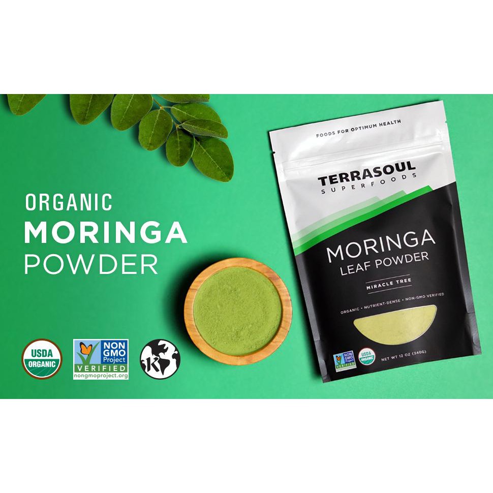 Bột lá chùm ngây hữu cơ Terrasoul - Moringa Leaf Powder Terrasoul - 113gr và 340gr