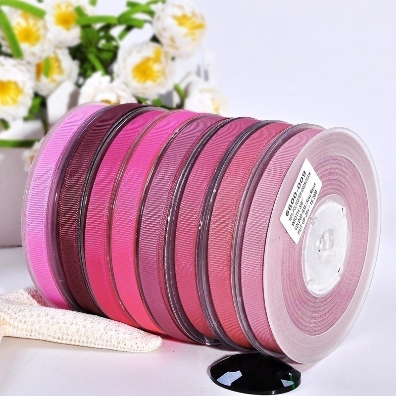 Ruy băng gân tông màu hồng 16mm phụ kiện thời trang phụ liệu nơ tóc đồ handmade dây thủ công gói quả trang trí#103-187