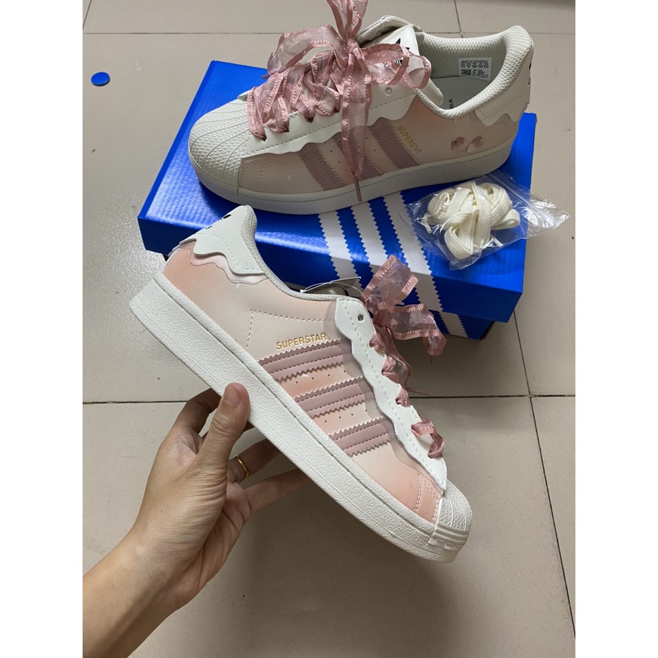 Giày Adidas Superstar Das Sò,Superstar Das Sò 2 Màu Hồng Kem,  Màu Kem Hot Trend 2022