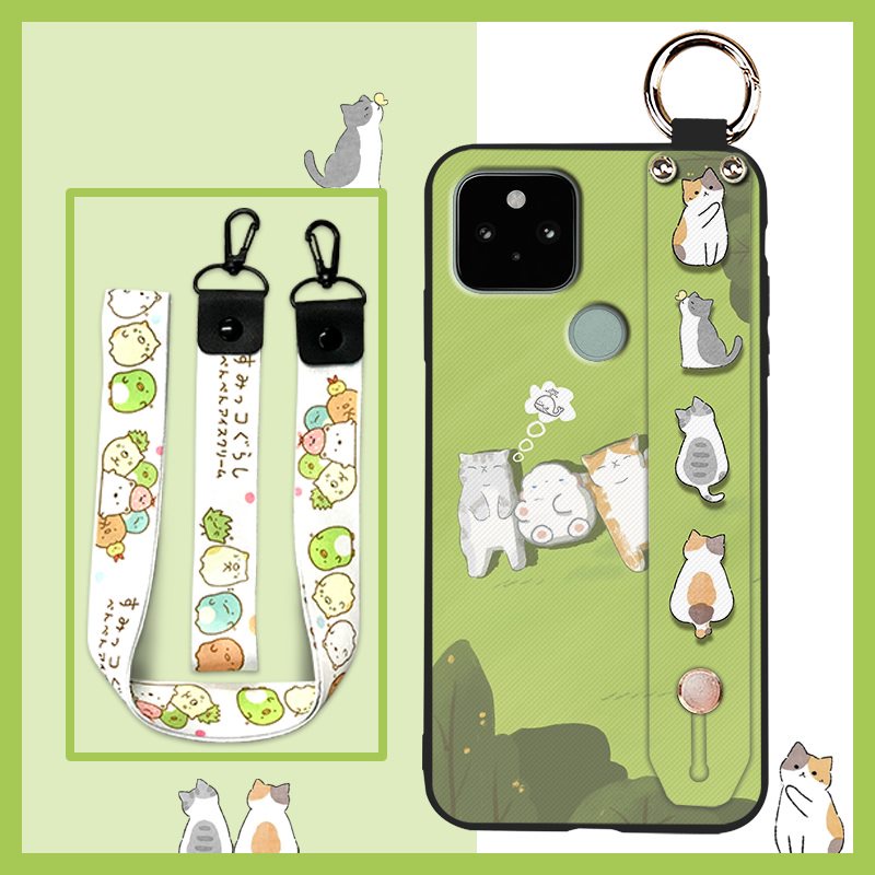 Original Waterproof Phone Case For Google Pixel 5 ring sunflower Wrist Strap Back Cover Soft Silicone
