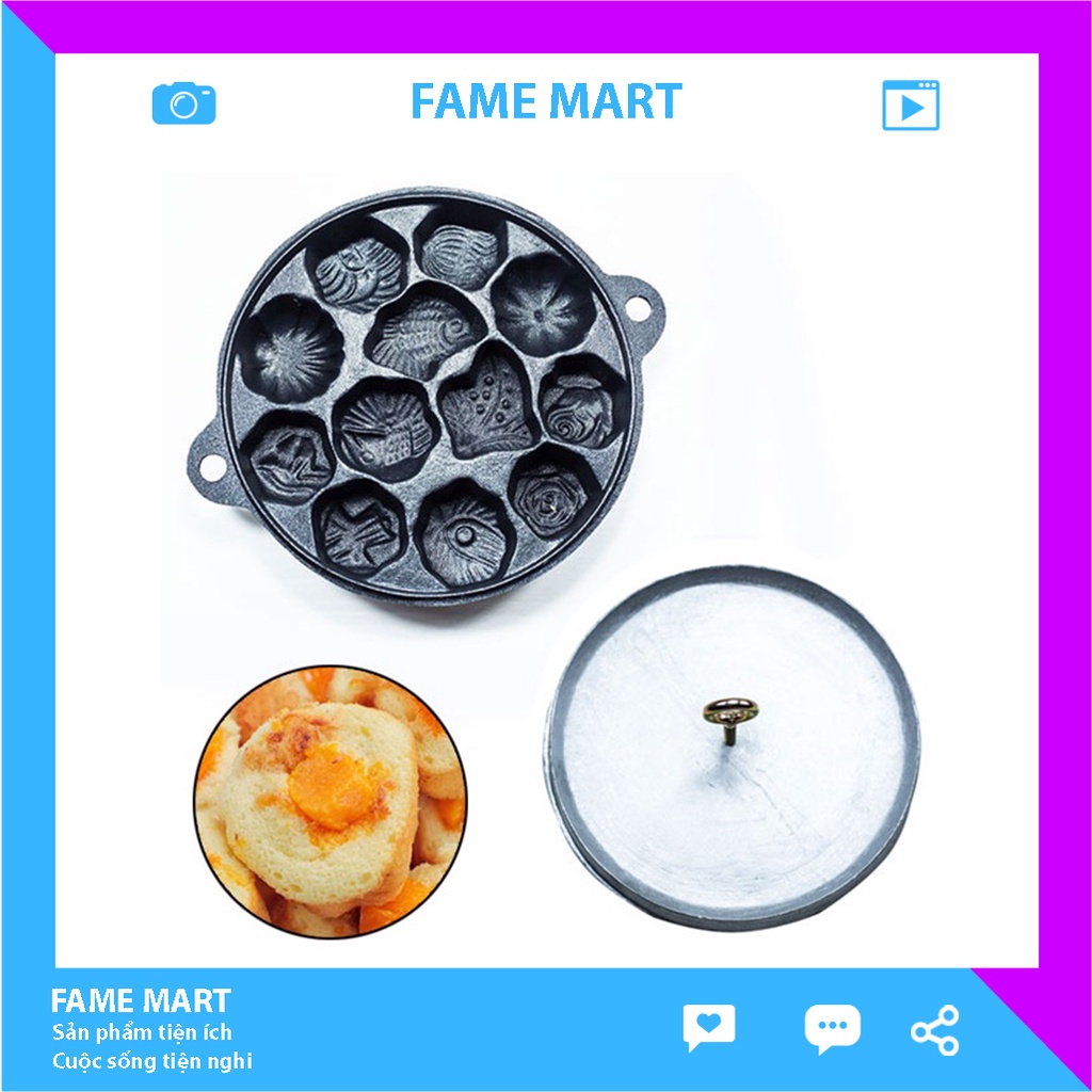 Khuôn bánh bông lan chống dính FAME MART 12 lỗ nhiều hình