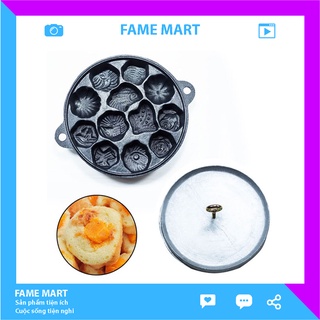 Khuôn bánh bông lan chống dính gang nặng loại tốt 12 lỗ nhiều hình FAME MART