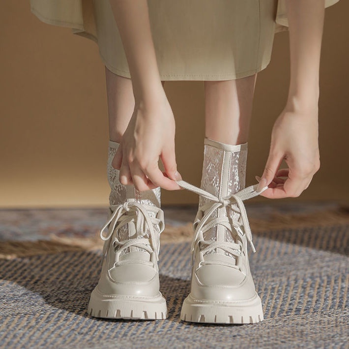 Giày bốt Martin đế dày phối lưới thoáng khí phong cách Hàn Quốc mới cho bé 2021