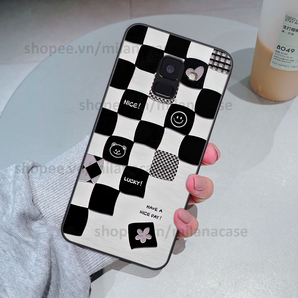 Ốp Samsung A8 2018 / A8 Plus / A8+ in hình caro trái tim siêu đẹp, siêu nét đầy phong cách cá tính