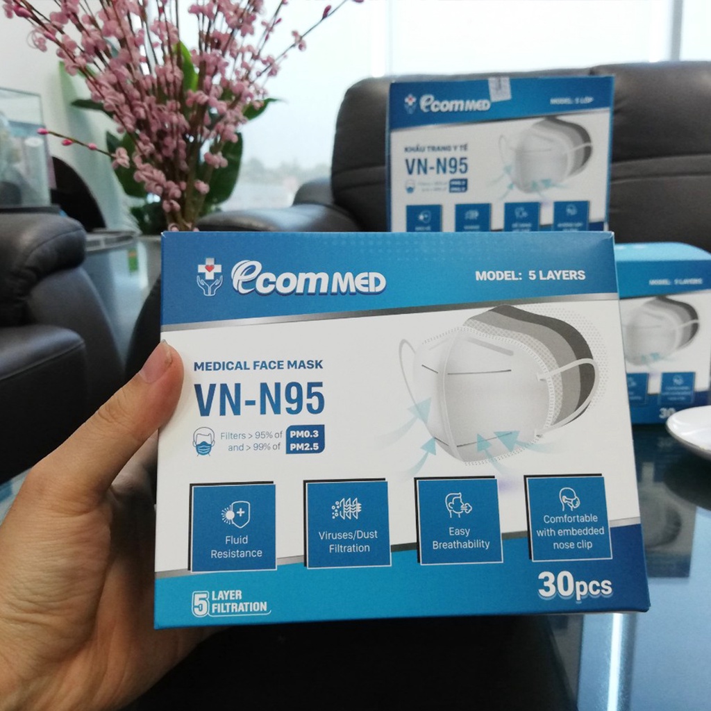 Combo 2 Hộp Khẩu Trang N95 EcomMed (hộp 30 cái)