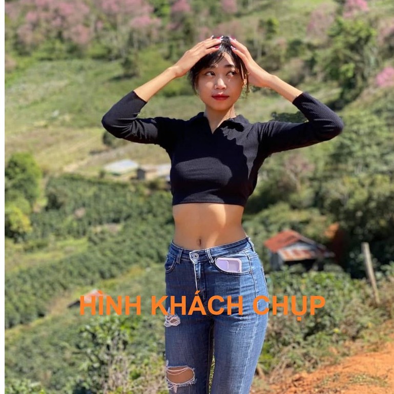 Áo croptop buộc nơ sau kèm mút ngực huyền thoại N06101