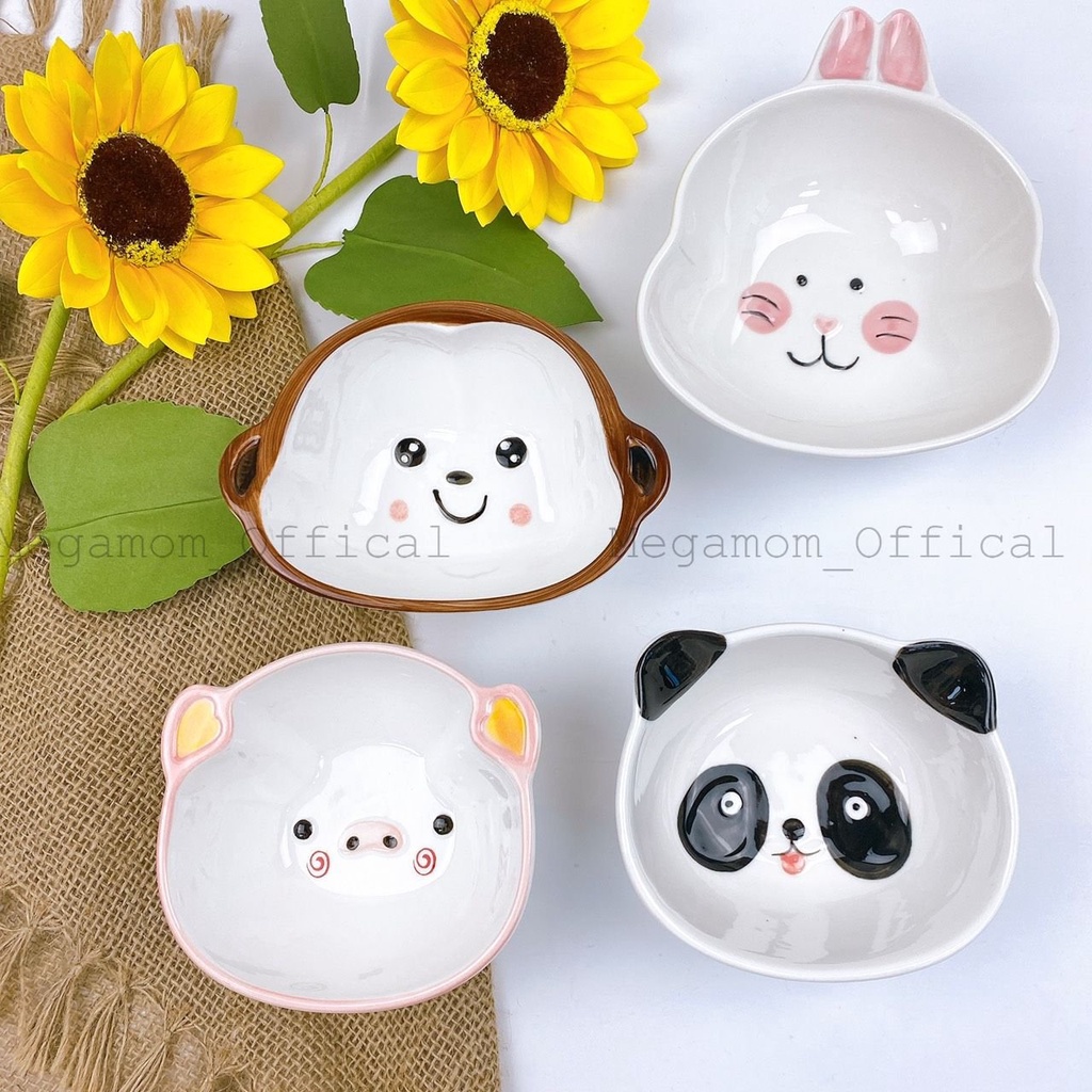 Bộ sưu tập bát ăn cơm, bát ăn dặm cho bé bằng gốm sứ 250 - 300ml hình động vật, hoa quả đáng yêu nghộ nghĩnh