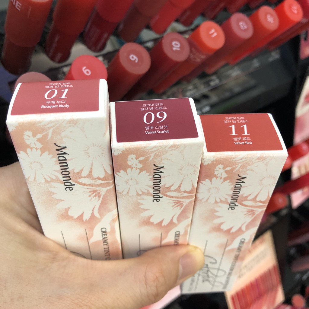 Son bút chì mamonde creamy tint color balm intense