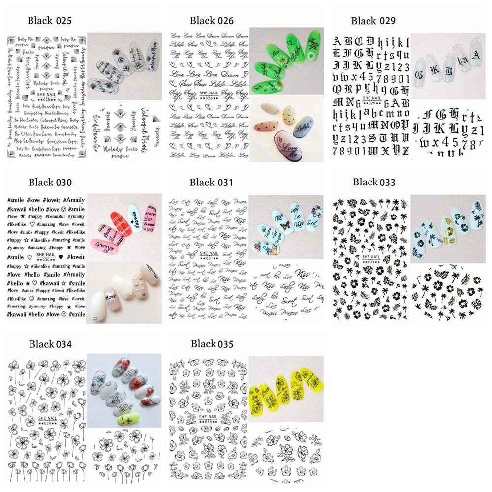 Sticker Dán Móng Nghệ Thuật Màu Đen Thời Trang Dành Cho Nữ|Hộp Phụ Kiện Trang Trí Móng 3D