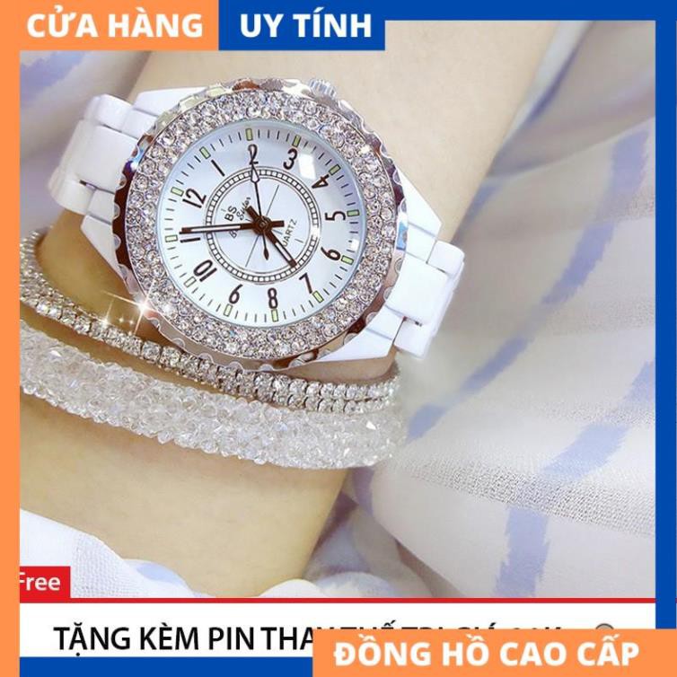 Đồng hồ nữ Bee Sister Full Viền Đá Xoay - dây sứ độc lạ - size 30mm [HÀNG XỊN]