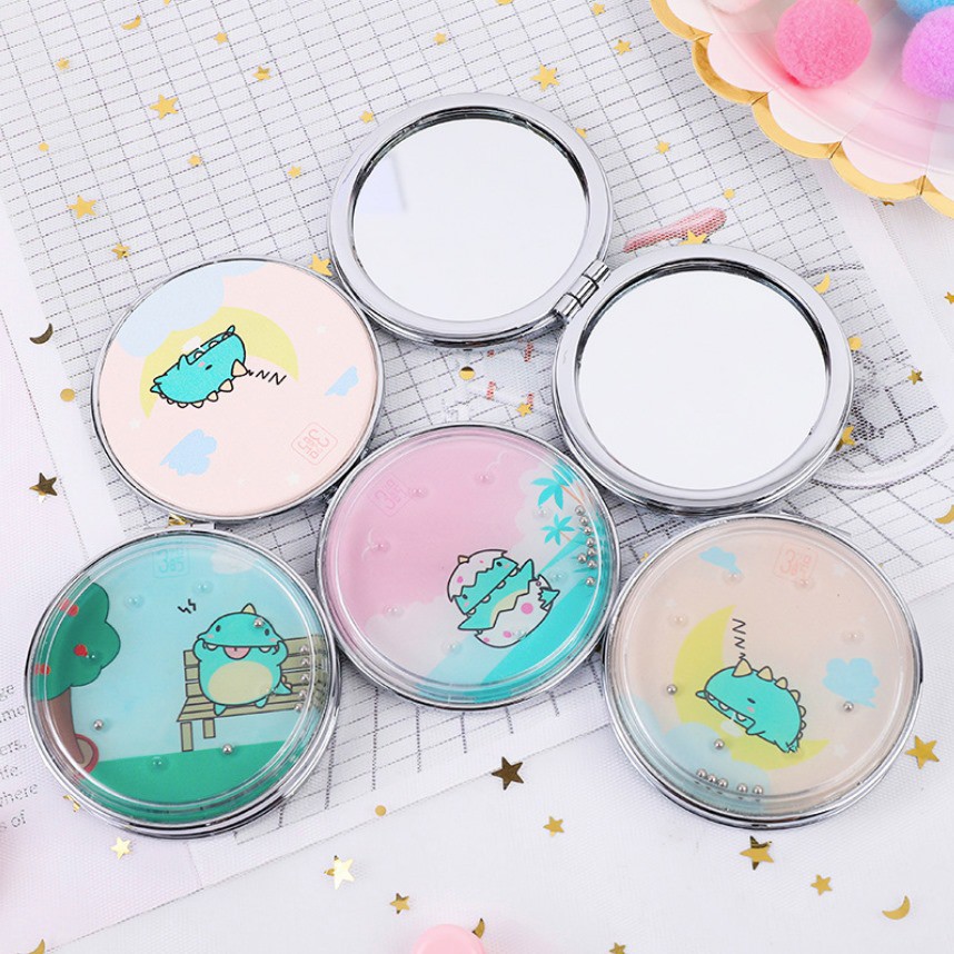 Gương tròn 2 mặt cầm tay mini Mua Tất khủng long (muatatshop)