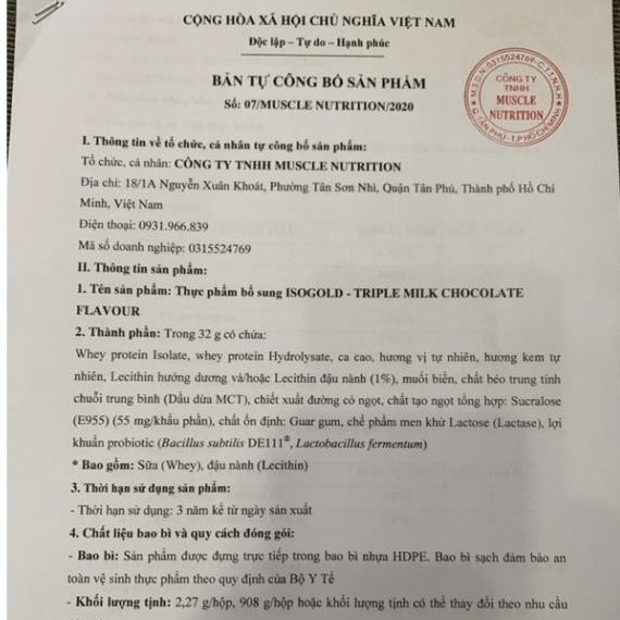 ISO GOLD - Sữa Tăng Cơ Siêu Tinh Khiết Hấp Thu Nhanh - Có thêm Probiotic hỗ trơ tiêu hoá tốt  - Hủ 5lbs ( 2.27kg )