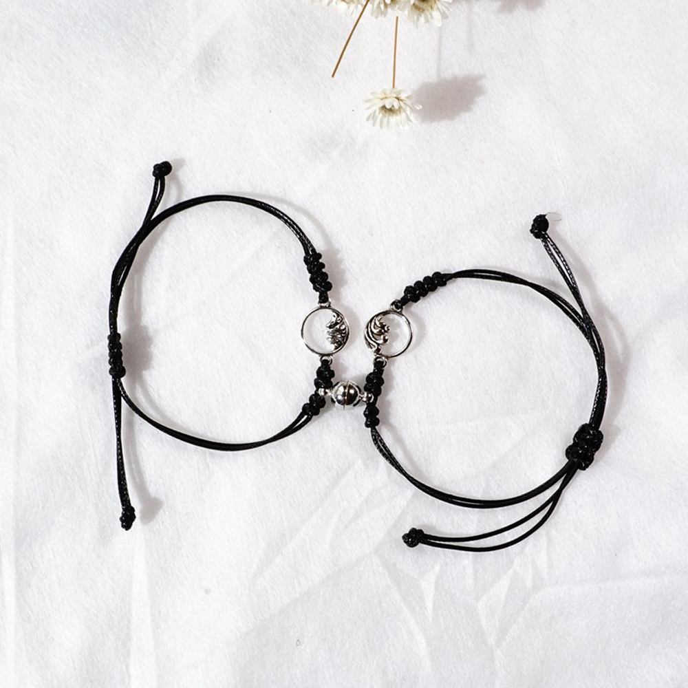 Vòng đeo tay đan chỉ có nam châm thời trang cho cặp đôi