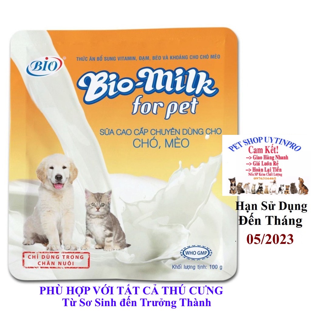 SỮA CHO PET THÚ CƯNG CHÓ MÈO BIO MILK GÓI 100G Bổ sung chất dinh dưỡng