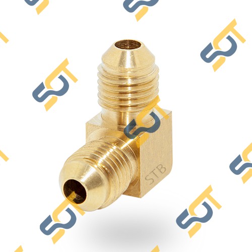 [HÀN ỐNG ĐỒNG 12 16 ] Co 90 độ hai đầu nối côn lồi cho điện lạnh &amp; khí nén (Brass Flare Male Elbow)- Cong rắc co ren NPT