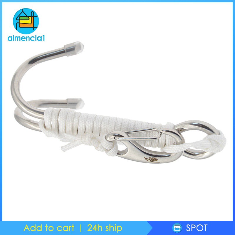 [ALMENCLA1] Diving Dual Reef Drift Hook Spiral Coil Strap Cord Stainless Steel