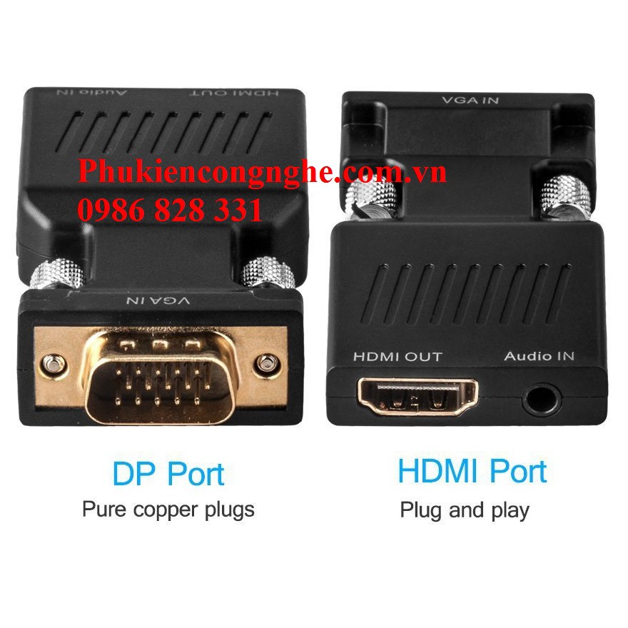 [Mã ELFLASH5 giảm 20K đơn 50K] Đầu chuyển đổi VGA sang HDMI hỗ trợ âm thanh cao cấp