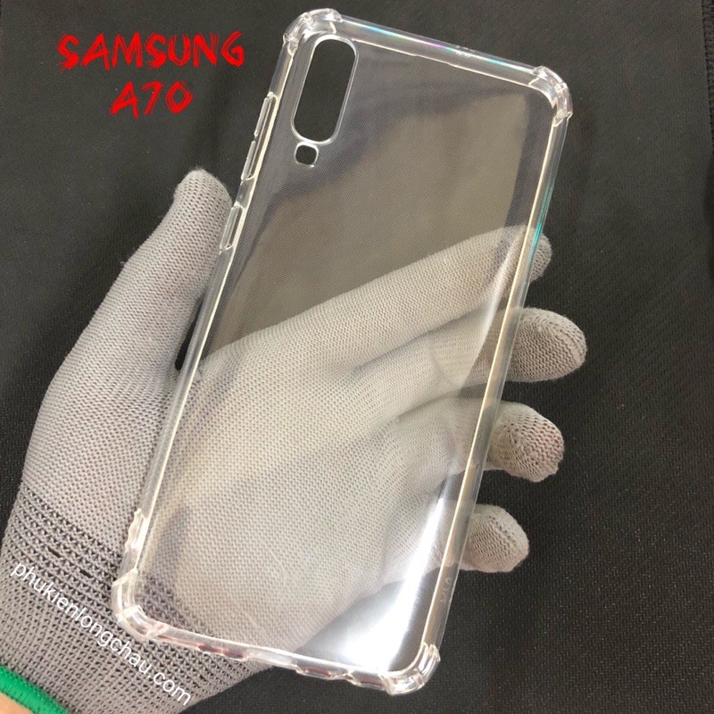 Ốp Lưng Samsung A70 Dẻo Trong Suốt Chống Sốc Có Gù Bảo Vệ 4 Gốc