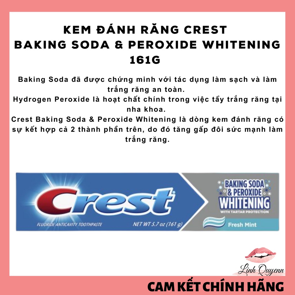 Kem đánh răng Crest Baking Soda & Peroxide Whitening 161G - Làm trắng răng
