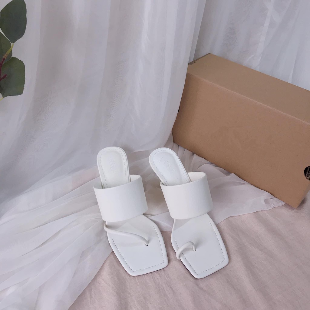 Guốc kẹp phối ngón quai bản to siêu sang chảnh cao 7cm - w72