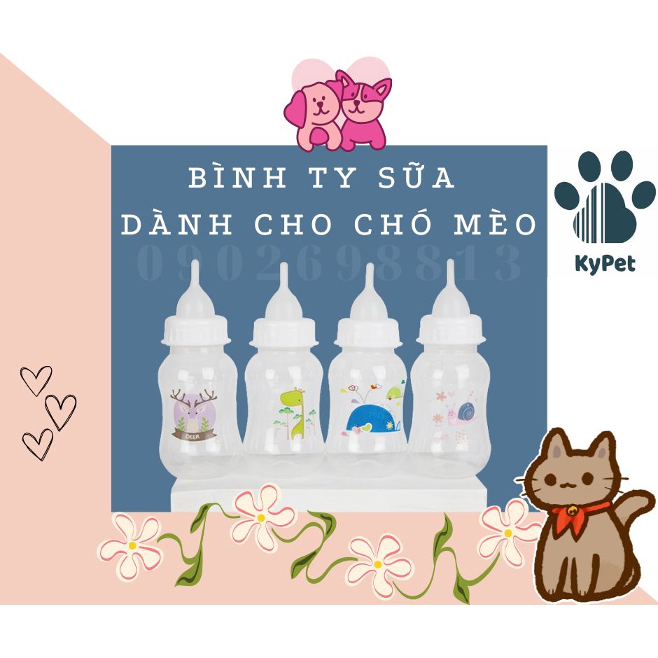 Bình ty sữa dùng cho chó mèo con -bình ty nhựa cho thú cưng Kypet