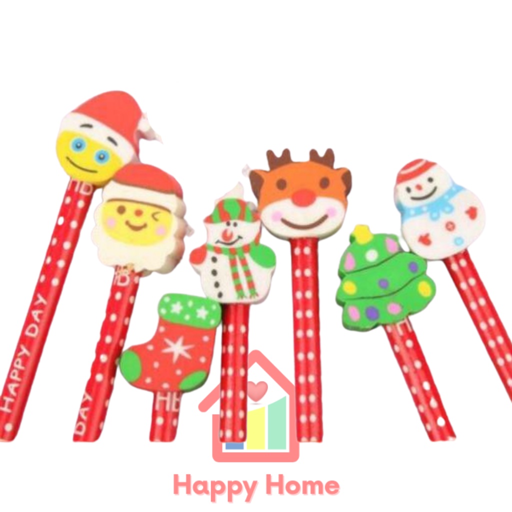 Bút chì đầu tẩy hình noel, món quà dễ thương cho bé Happy Home