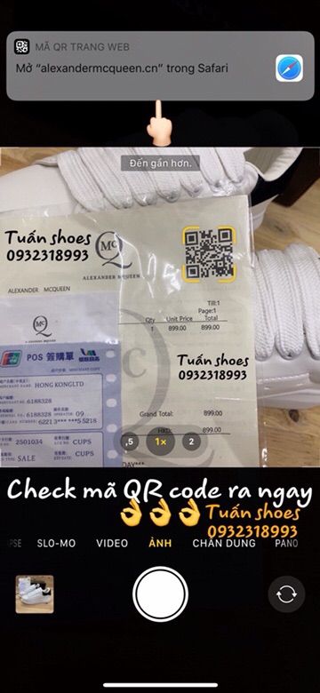 [Full Box + FreeShip] Giày thể thao MCQ Độn Đế Gót Nhung Dây Bản To