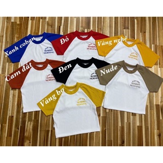 Áo croptop thêu chữ