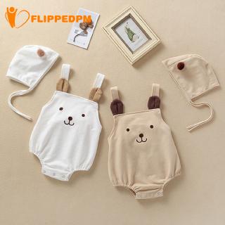 Infant Girls Straps Cartoon Pompon Hat Romper Jumpsuit
