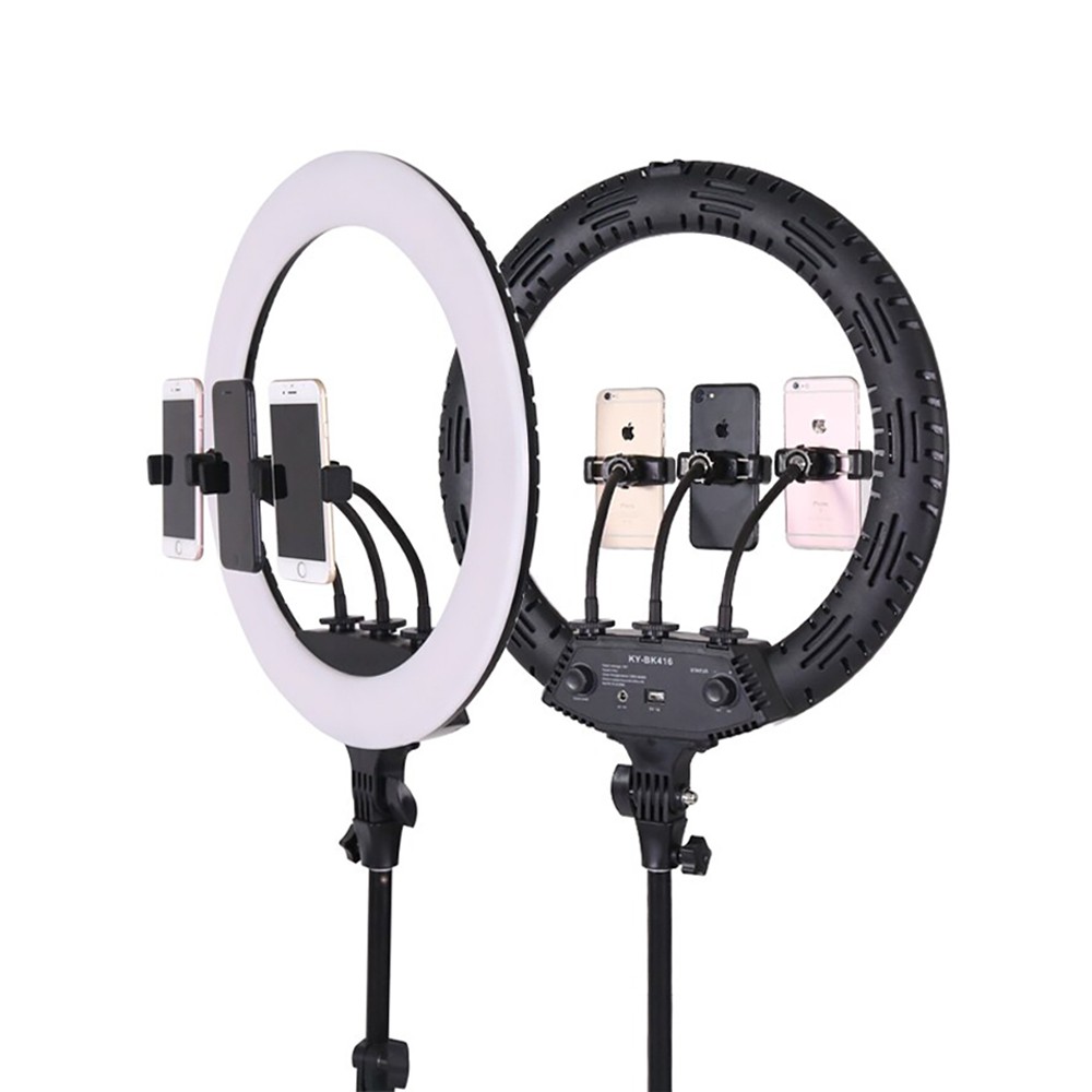 Đèn Livestream 45cm 3 Kẹp Điện Thoại Hỗ Trợ Ánh Sáng Chụp Ánh, Makeup, Spa